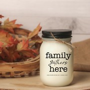 KINDMOOSE CANDLE CO 16 oz Candle Apple Pie / Black Family Gathers Here Fall Soy Candles, Family Gathers Here. Made in Orangeville, Ontario Canada