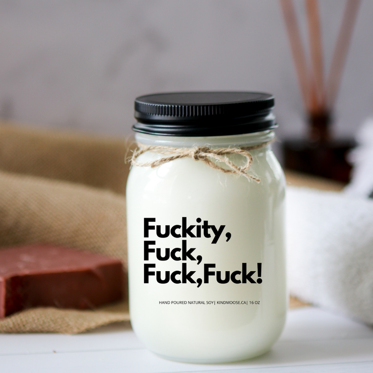 KINDMOOSE CANDLE CO 16 oz Candle Apple Pie / Black Fuckity, Fuck, Fuck! Fuckity, Fuck, Fuck!, Funny Candles hand poured in Ontario