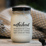 KINDMOOSE CANDLE CO 16 oz Candle Apple Pie / Black Motherhood - Powered by Love, Fueled by Coffee, Sustained by Wine Motherhood - Powered by Love, Fueled by Coffee, Sustained by Wine.  Soy Candles hand poured in Orangeville, Ontario
