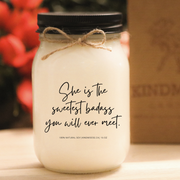 KINDMOOSE CANDLE CO 16 oz Candle Apple Pie / Black She Is The Sweetest Badass You Will Ever Meet She Is The Sweetest Badass You Will Ever Meet - Soy Candles