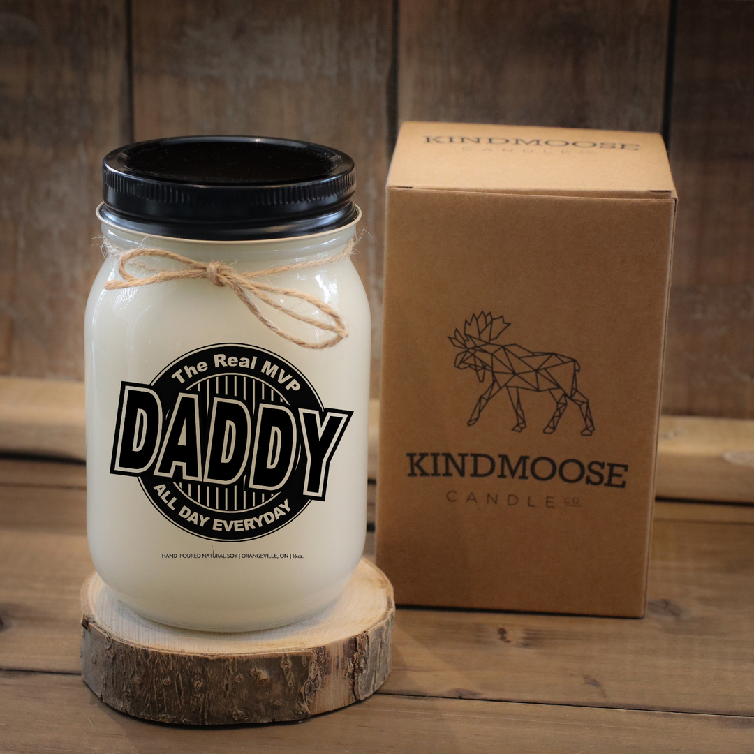 KINDMOOSE CANDLE CO 16 oz Candle Apple Pie / Black The Real MVP, All Day Everyday - DADDY