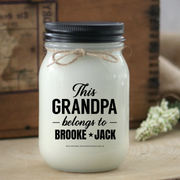 KINDMOOSE CANDLE CO 16 oz Candle Apple Pie / Black This  Grandpa Belongs to..... Customized Customized Gifts For Grandpa - KINDMOOSE Candles