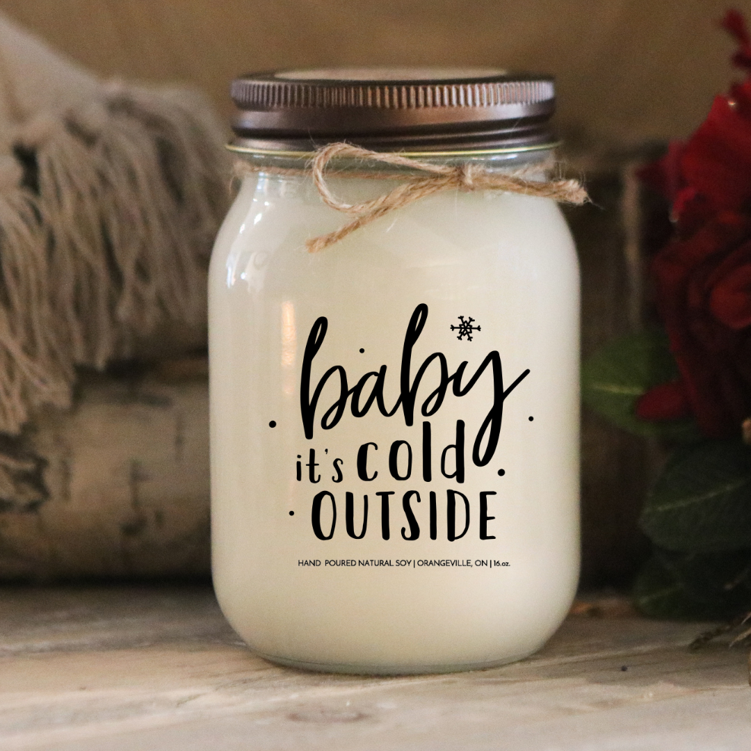 KINDMOOSE CANDLE CO 16 oz Candle Apple Pie / Distressed Bronze Baby It's Cold Outside KINDMOOSE Candle Co. - Festive Candles to Make Your Home Smell Amazing