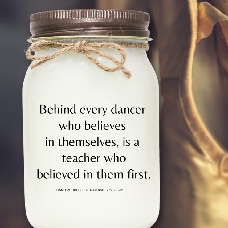 KINDMOOSE CANDLE CO 16 oz Candle Apple Pie / Distressed Bronze Behind every dancer who believes in themselves, is a teacher who believed in them first.