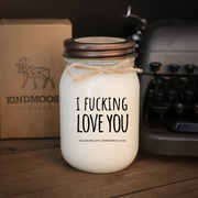 KINDMOOSE CANDLE CO 16 oz Candle Apple Pie / Distressed Bronze I F-ING LOVE YOU Fuckity, Fuck, Fuck!, Funny Candles hand poured in Ontario