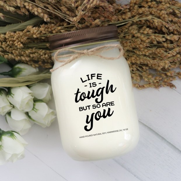 KINDMOOSE CANDLE CO 16 oz Candle Apple Pie / Distressed Bronze Life is Tough, but so are You Soy Candles, Life is Tough but so are you.