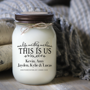 KINDMOOSE CANDLE CO 16 oz Candle Apple Pie / Distressed Bronze Our Life, Our Story, Our Home. THIS IS US  (Customized)