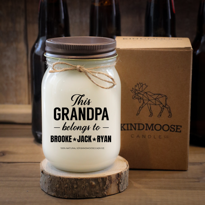 KINDMOOSE CANDLE CO 16 oz Candle Apple Pie / Distressed Bronze This  Grandpa Belongs to..... Customized Customized Gifts For Grandpa - KINDMOOSE Candles