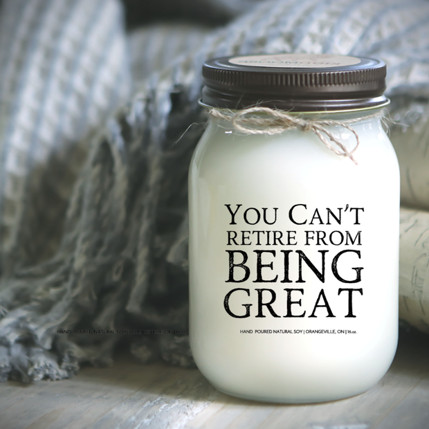 KINDMOOSE CANDLE CO 16 oz Candle Apple Pie / Distressed Bronze You Can't Retire From Being Great