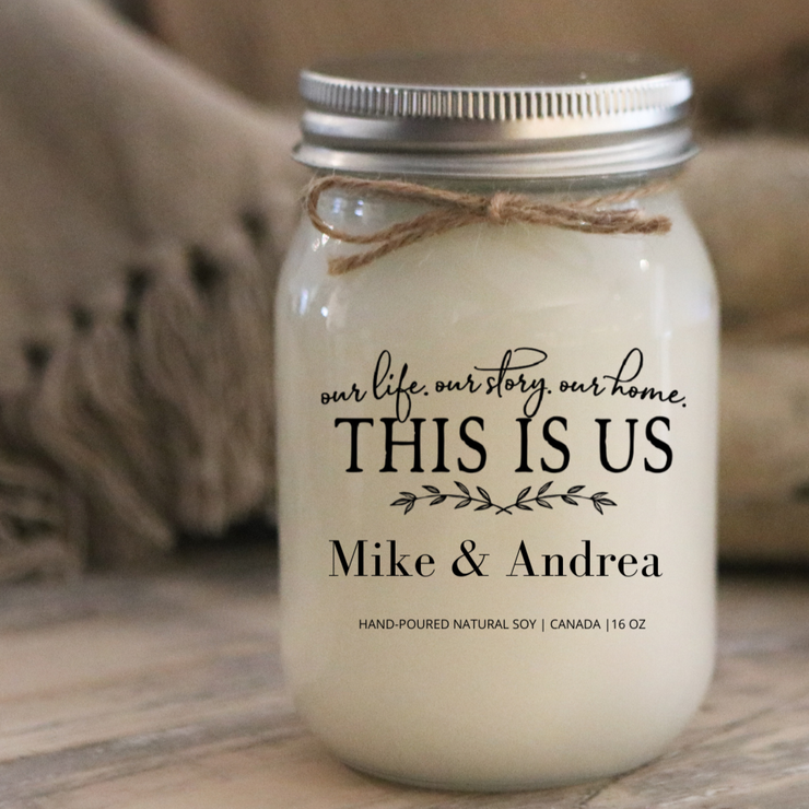 KINDMOOSE CANDLE CO 16 oz Candle Apple Pie / Silver Our Life, Our Story, Our Home. THIS IS US  (Customized)