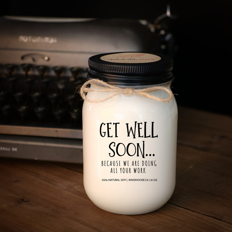 KINDMOOSE CANDLE CO 16 oz Candle Apple Pie / WE ARE DOING ALL YOUR WORK Get Well Soon... Because I/We Am Doing All Your  Work (customize) Get Well Soon, Co-worker Funny Soy Candles
