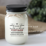 KINDMOOSE CANDLE CO 16 oz Candle Birthday - Limited Edition, Aged to Perfection (Customized)