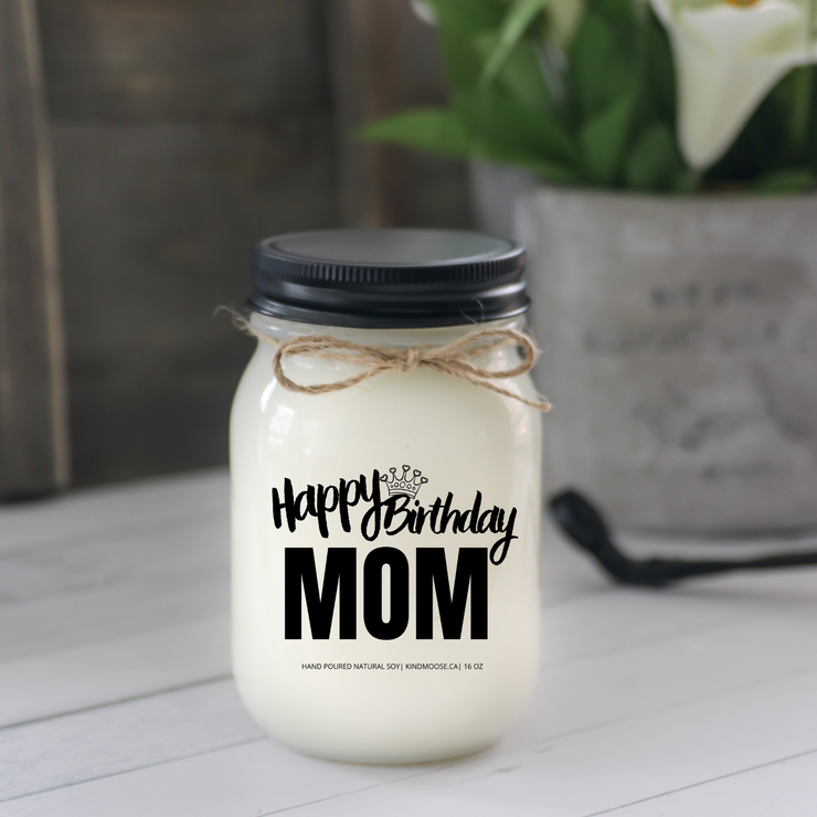 KINDMOOSE CANDLE CO 16 oz Candle Blueberry Basil / Black Happy Birthday Mom