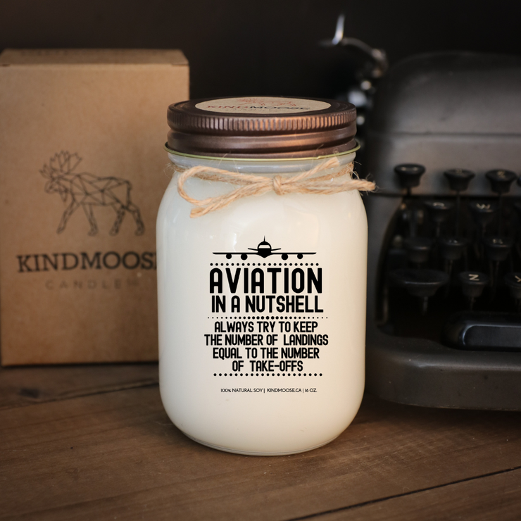 KINDMOOSE CANDLE CO 16 oz Candle Caramel Coffee / Distressed Bronze Aviation in a Nut Shell Aviation Candles for Pilots - Aviation in a Nutshell Soy Candles