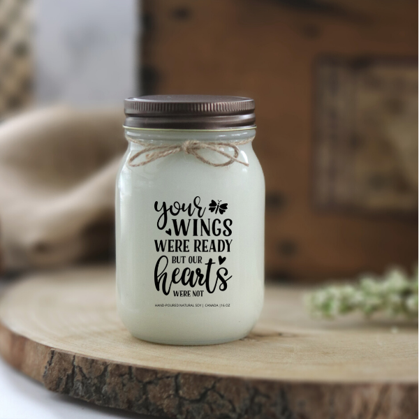 KINDMOOSE CANDLE CO 16 oz Candle Caramel Coffee / Distressed Bronze Your Wings Were Ready But Our Hearts Were Not Your Wings Were Ready But Our Hearts Were Not, Soy Candles Orangeville, Ontario