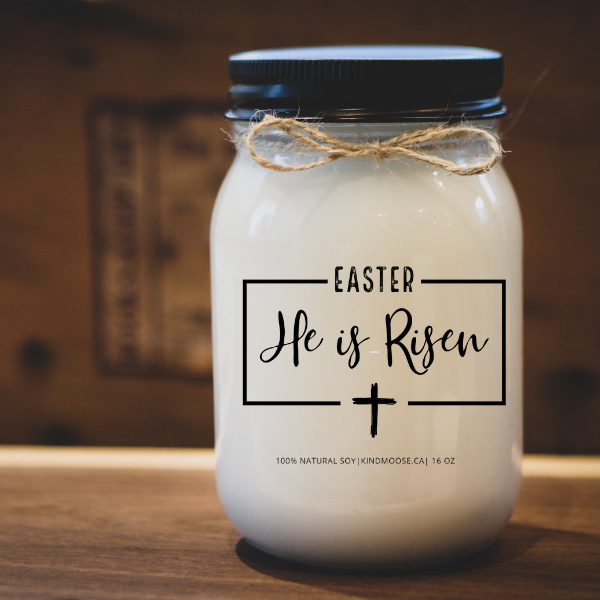 KINDMOOSE CANDLE CO 16 oz Candle Easter - He Has Risen Spiritual Soy Candles For Easter.  He has Risen