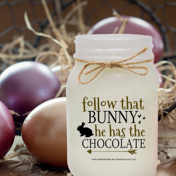 KINDMOOSE CANDLE CO 16 oz Candle Follow that Bunny Soy Candles For Easter - Shop Local