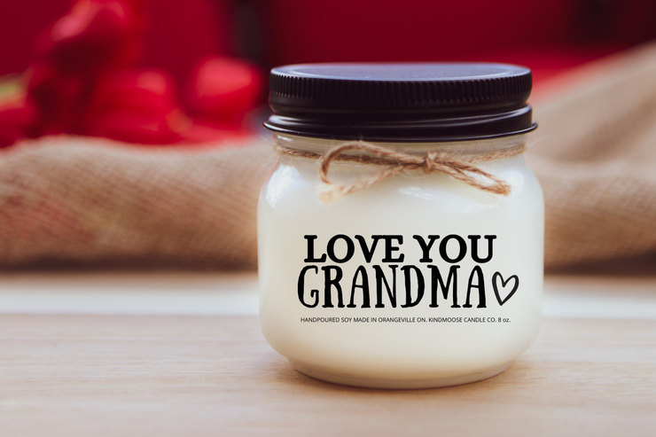 KINDMOOSE CANDLE CO 16 oz Candle Grandma / Apple Pie / Distressed Bronze Love You Grandma |Nonna| Nanny| Gramm | Oma etc. Mother's Day Candles for Your Grandmother, Customized.