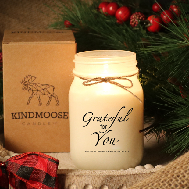 KINDMOOSE CANDLE CO 16 oz Candle Grateful For You INDMOOSE Candles - The Perfect Thank You Gift