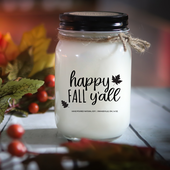 KINDMOOSE CANDLE CO 16 oz Candle Happy Fall Y'All The Most Natural Smelling Candles You'll Ever Find - KINDMOOSE CANDLES