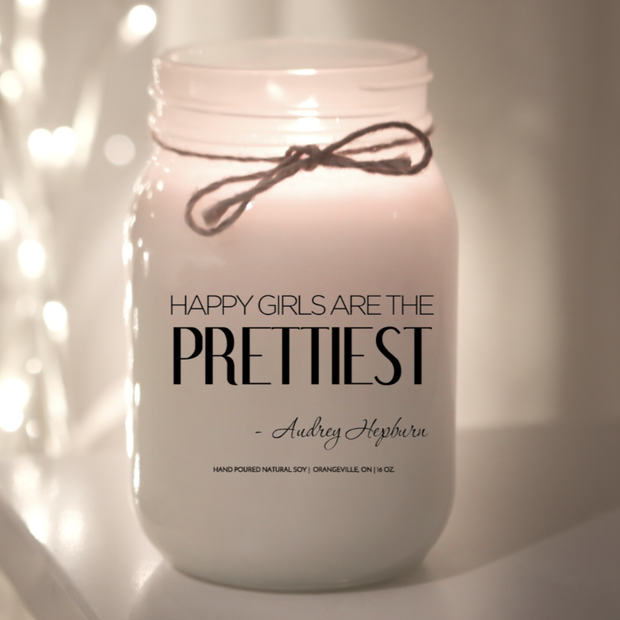 KINDMOOSE CANDLE CO 16 oz Candle Happy Girls are the Prettiest Happy Girls are the Prettiest, Soy Candles, Made in Canada