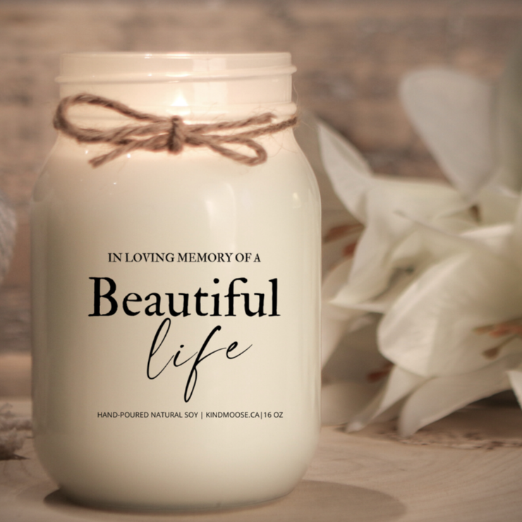 KINDMOOSE CANDLE CO 16 oz Candle In Loving Memory of a Beautiful Life Memorial Gifts for the loss of a loved one.