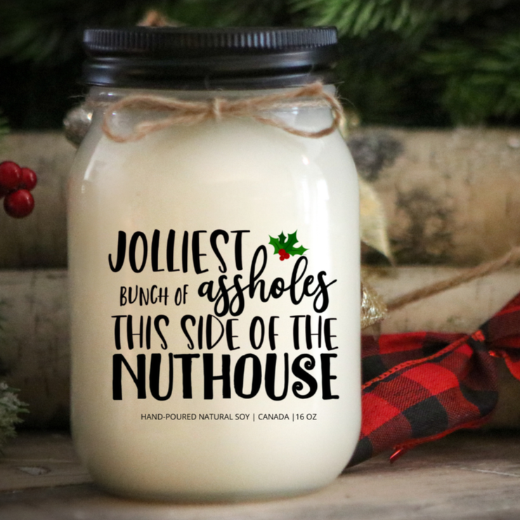 KINDMOOSE CANDLE CO 16 oz Candle Jolliest Bunch of A- holes this side of the Nuthouse Baby It's Cold Outside -Soy Candles Orangeville, Ontario
