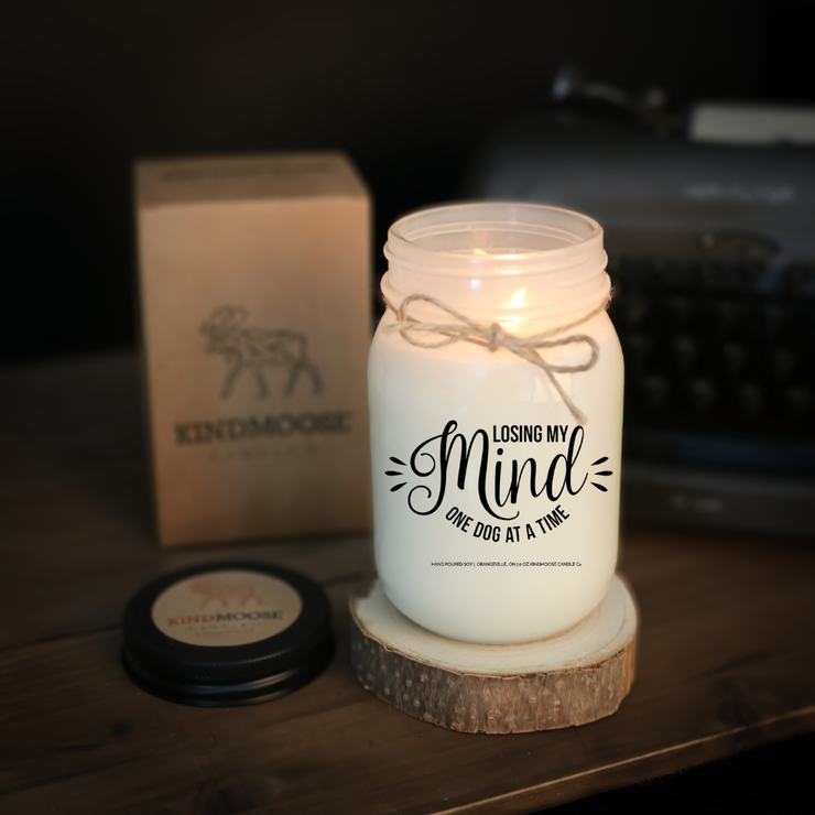 KINDMOOSE CANDLE CO 16 oz Candle Loosing my Mind, one dog at a time