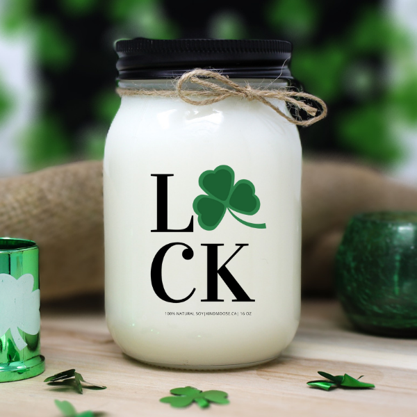 KINDMOOSE CANDLE CO 16 oz Candle LUCK IRISH LUCK -  Soy Candles hand poured in Orangeville, Ontario Canada