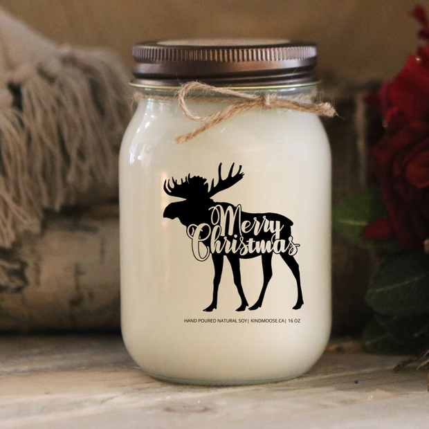 KINDMOOSE CANDLE CO 16 oz Candle Merry Christmas Moose Merry Christmas Moose, Kindmoose Candle Company