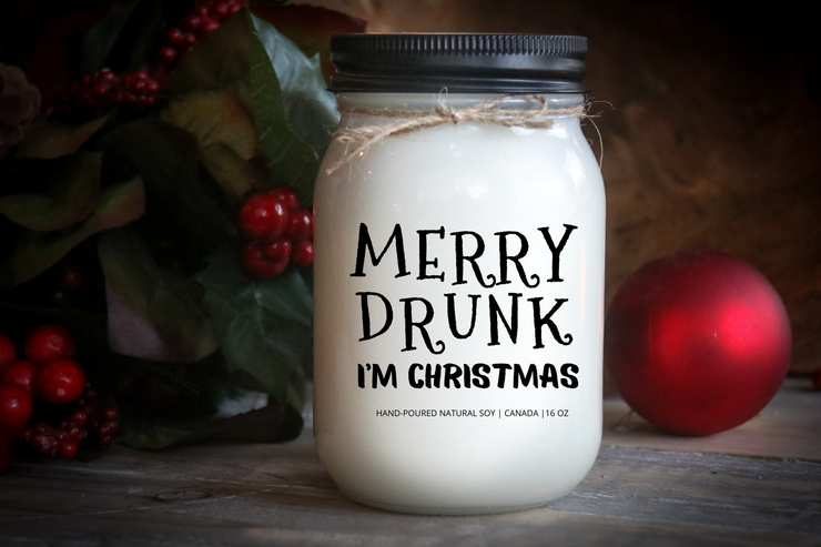 KINDMOOSE CANDLE CO 16 oz Candle Merry Drunk, I'm Christmas One of Kind Gifts -KINDMOOSE Co.  Soy Candles made in Canada