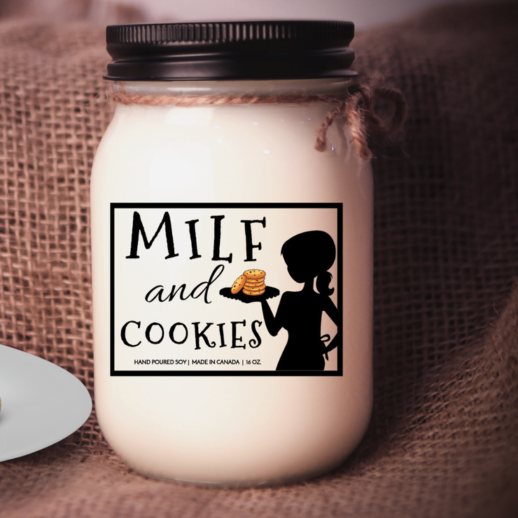 KINDMOOSE CANDLE CO 16 oz Candle MILF and Cookies Upgraded to MILF, Soy Candle- Funny gift for wife, birthday gift for wife, gift for new mother, gift for her, Anniversary gift, gift for wife