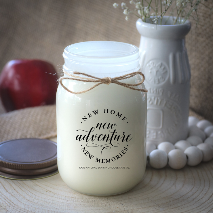KINDMOOSE CANDLE CO 16 oz Candle New Home. New Adventure. New Memoires Happy New Home - New Home Gifts 