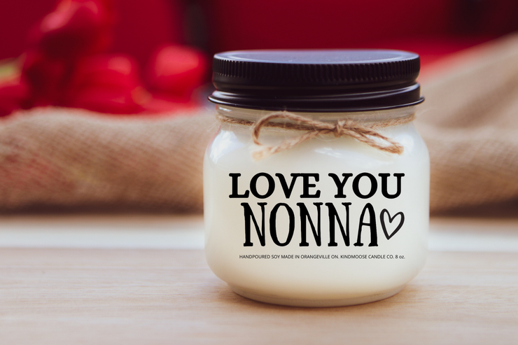 KINDMOOSE CANDLE CO 16 oz Candle Nonna / Apple Pie / Distressed Bronze Love You Grandma |Nonna| Nanny| Gramm | Oma etc. Mother's Day Candles for Your Grandmother, Customized.