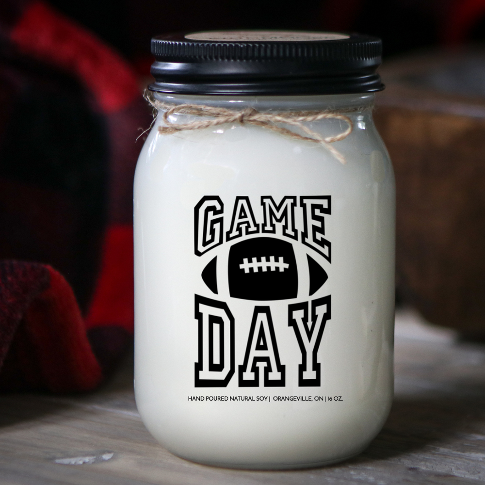 KINDMOOSE CANDLE CO 16 oz Candle Peppermint / Black Game Day (Football) Game Day (Football) Soy Candles, 100 % Natural Soy, Made in Canada