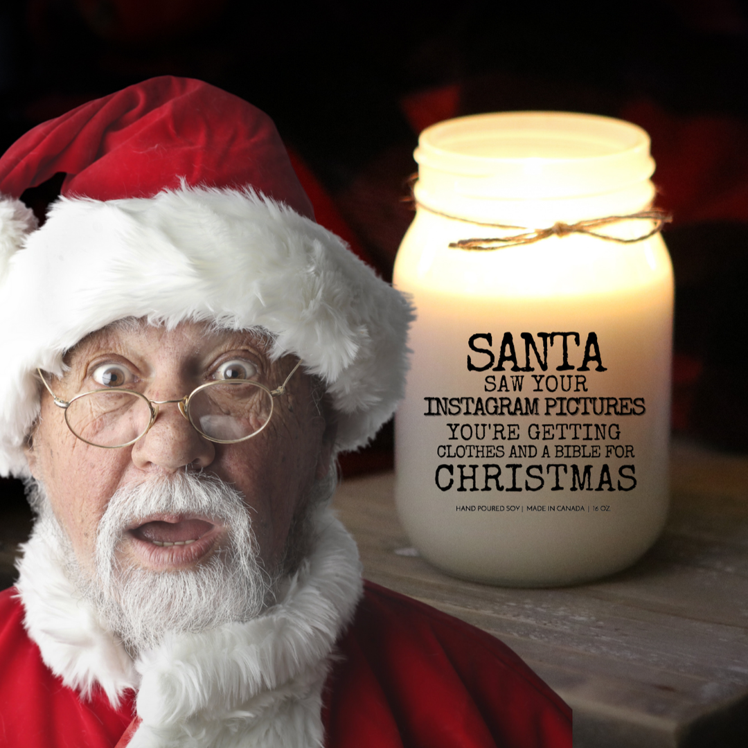 KINDMOOSE CANDLE CO 16 oz Candle Santa Saw Your Instagram KINDMOOSE Candle Co. - The Funniest Candles for the Holidays!