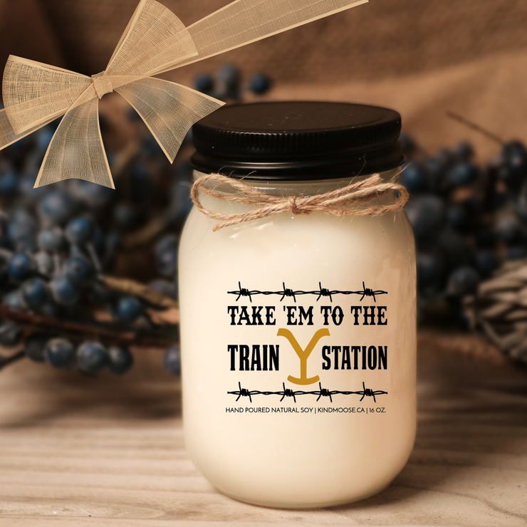 KINDMOOSE CANDLE CO 16 oz Candle Take em to the train station Happy New Year! 2021.  What could Possibly Go Wrong?