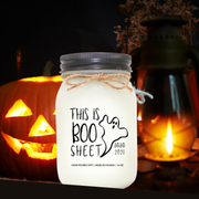 KINDMOOSE CANDLE CO 16 oz Candle This is BOO Sheet Halloween Candles.  This is BOO Sheet 2021
