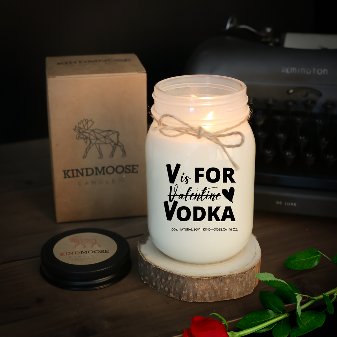 KINDMOOSE CANDLE CO 16 oz Candle V is For Vodka V - is for Vodka, Funny Valentines Candles
