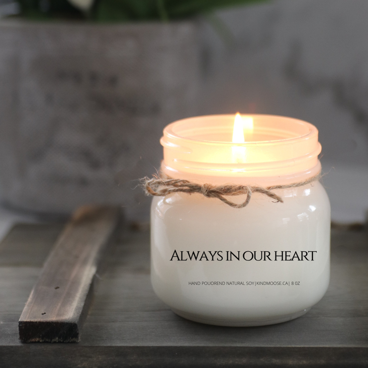 KINDMOOSE CANDLE CO 8 oz Candle Apple Pie / Black Always In Our Heart Your Wings Were Ready But Our Hearts Were Not, Soy Candles Orangeville, Ontario