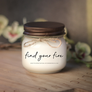 KINDMOOSE CANDLE CO 8 oz Candle Apple Pie / Distressed Bronze Find Your Fire I'm Sorry, Soy Candles Hand poured in Orangeville, Ontario Canada