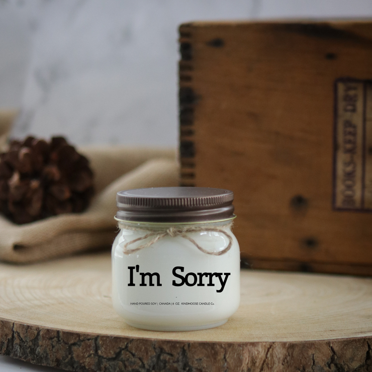 KINDMOOSE CANDLE CO 8 oz Candle Apple Pie / Distressed Bronze I'm Sorry I'm Sorry, Soy Candles Hand poured in Orangeville, Ontario Canada
