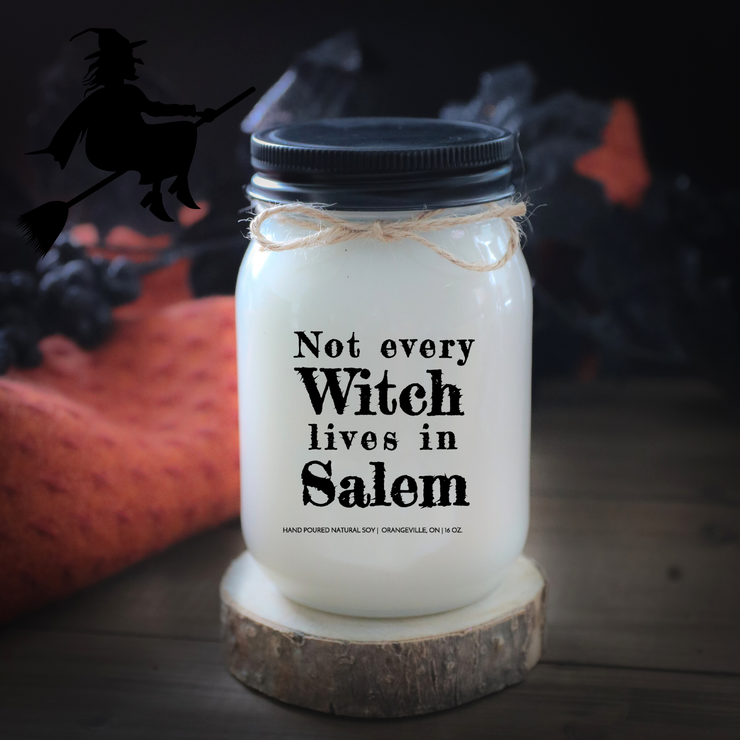 KINDMOOSE CANDLE CO 8 oz Candle Cranberry Spice / Black / 16 oz Not Every Witch Lives in Salem Not Every Witch Lives in Salem, Soy Candles Made in Orangeville Ontario