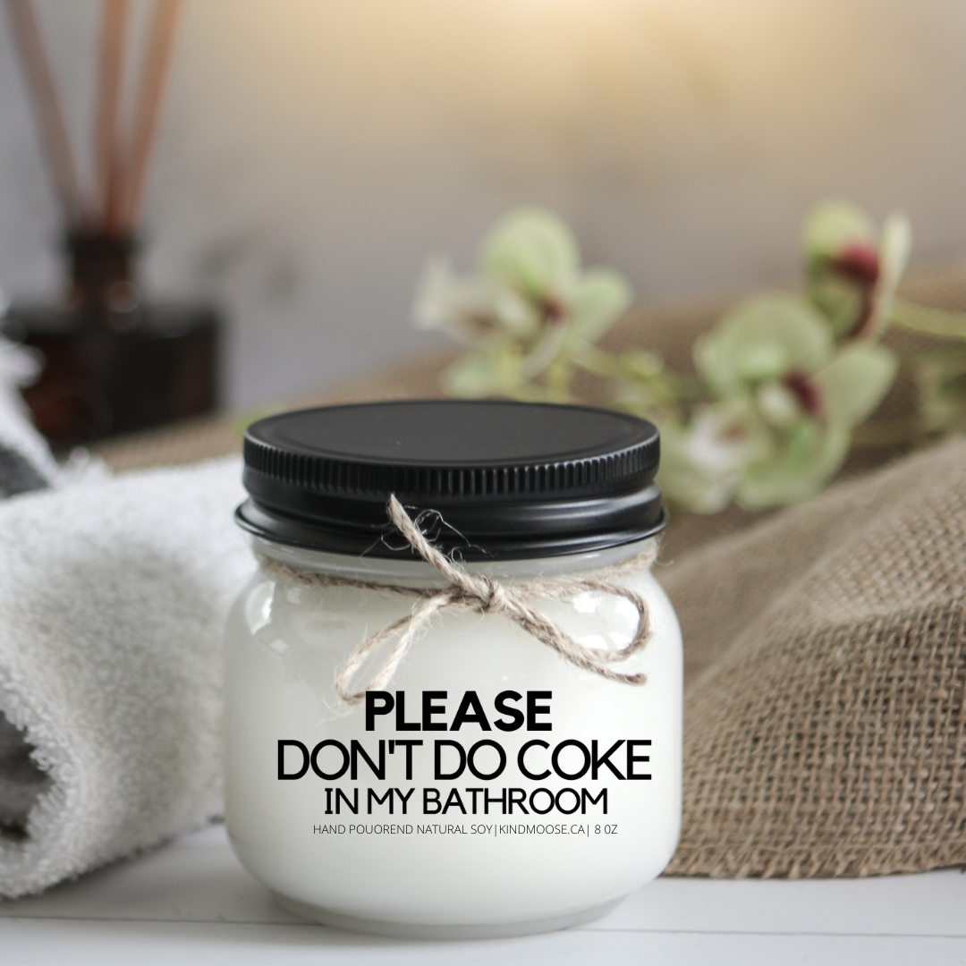KINDMOOSE CANDLE CO 8 oz Candle Eucalyptus & Lavender / MY Please Don't do Coke in Our Bathroom Please Don't do Coke in Our Bathroom - Soy Candles