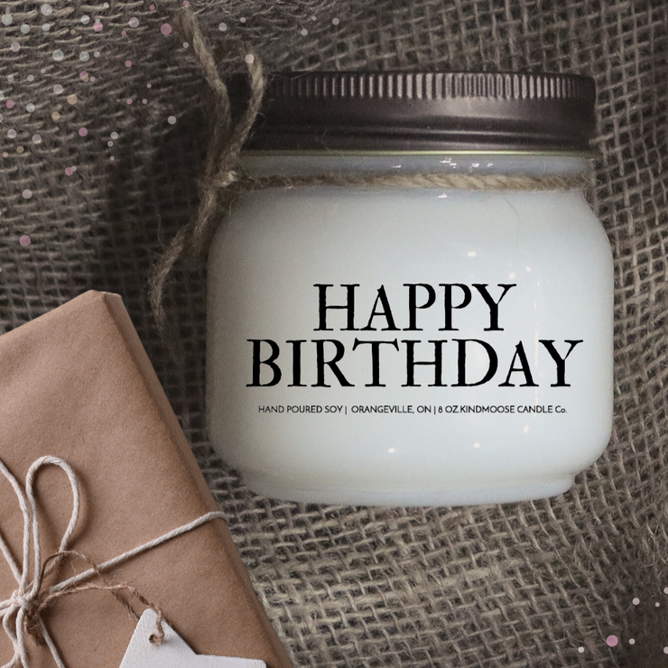 KINDMOOSE CANDLE CO 8 oz Candle Happy Birthday