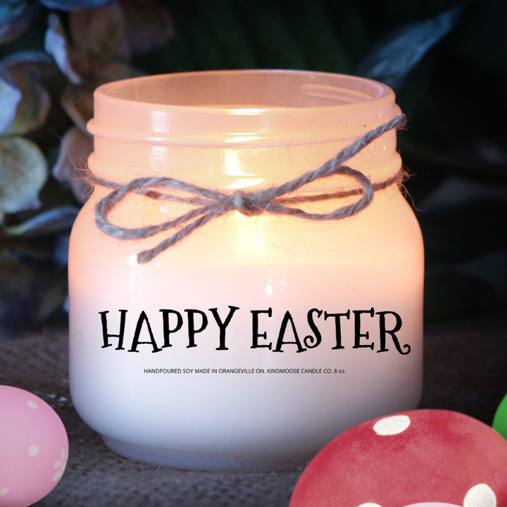 KINDMOOSE CANDLE CO 8 oz Candle Happy Easter Easter Soy Candles Hand poured in Orangeville, Ontario Canada