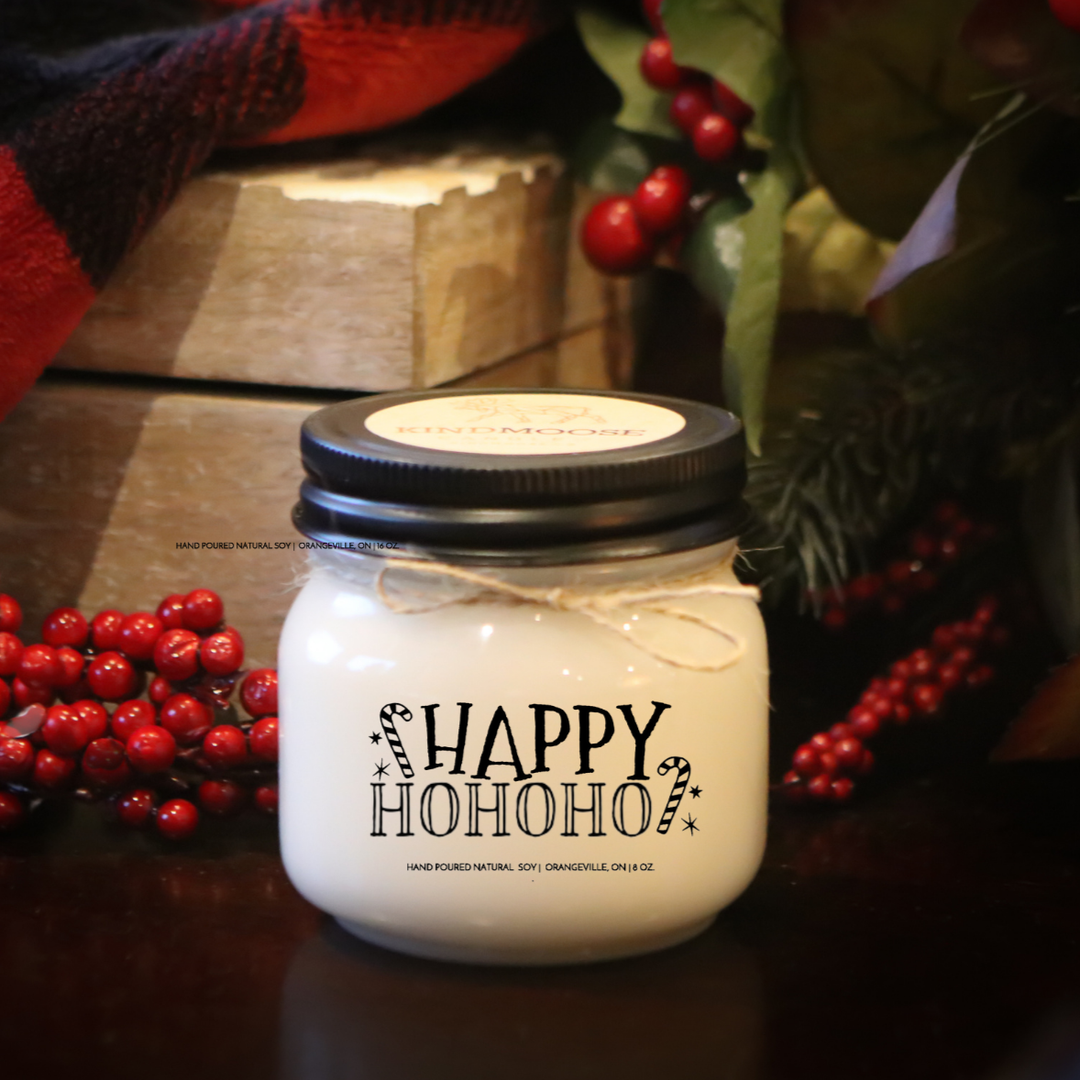 KINDMOOSE CANDLE CO 8 oz Candle Happy Ho Ho Ho I'm Sorry, Soy Candles Hand poured in Orangeville, Ontario Canada