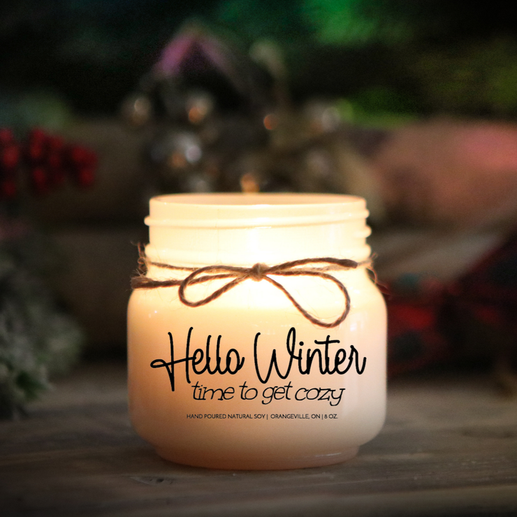KINDMOOSE CANDLE CO 8 oz Candle Hello Winter, time to get cozy Believe In the Magic of Christmas, Hand poured Soy Candles Orangeville, Ontario