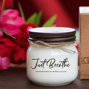 KINDMOOSE CANDLE CO 8 oz Candle Just Breathe I'm Sorry, Soy Candles Hand poured in Orangeville, Ontario Canada