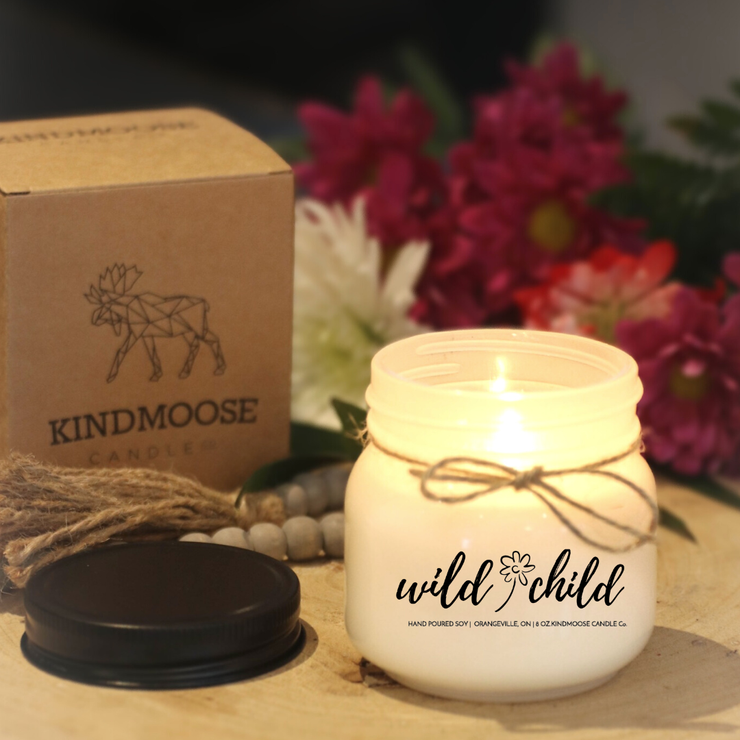 KINDMOOSE CANDLE CO 8 oz Candle Wild Child Believe -  Soy Candles Hand poured in Orangeville, Ontario Canada